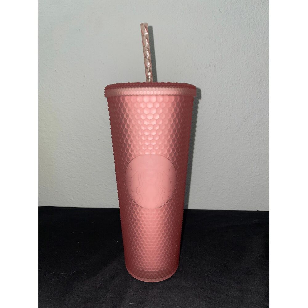 Starbucks Blush Pink Iridescent Studded Cold Cup Tumbler 24 oz Venti with Straw